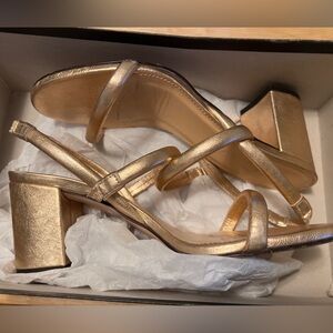 EUC J.Crew Rose Gold Leather Sandals
